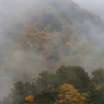 雨霞む山　