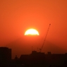 富士山頂に夕日が沈む時　アップ