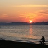 夕陽と自転車