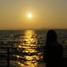 夕陽に向かって