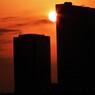 夕日に掛かる