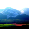 硫黄山と畑