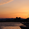 夕焼けの長良川