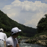 京都、川、雲、夏