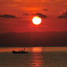 夕陽と漁船　#1