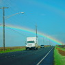 truck and a rainbow