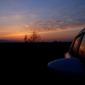 愛車のガラスにも夕焼け