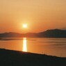 夕日に染まるイラワジ川（ミャンマ－）