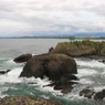 材木岩と窓島（越前松島より）