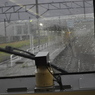 雨の中の前面展望（７月１８日）札幌行き特急列車