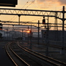 夕日の綺麗な旭川駅。　ホームから。