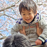 桜をバックに♪