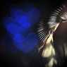 The heart that is blue on a feather