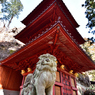 榛名神社の狛犬と三重塔