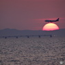 夕日にタッチ