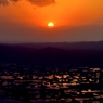 夕陽・・・雲へ 砺波平野散居村　@八乙女山