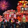 夜高行燈と花火のコラボ２　＠庄川観光祭