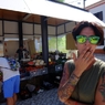 a body-painted lady in Nazare market