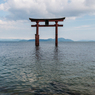 湖中大鳥居１（夏の琵琶湖畔より）
