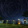 厳島神社大鳥居と北天の星空