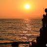 宍道湖の地蔵と夕日