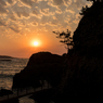 巨岩の夕景