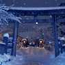 夜の神社の雪景色2