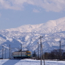 山がきれいね、かぼちゃ電車君！