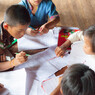Class in temple at Shan in Myanmar