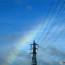 雨上がりの虹鉄塔
