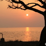 静かに夕日
