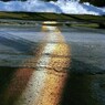 道路に出来た虹