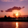 夕景と二人