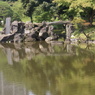 池の奇岩