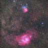 M20 三裂星雲と M8 干潟星雲