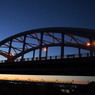 日没の丸子橋のシルエット