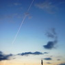 飛行機雲とスカイツリー