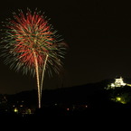 犬山城と花火