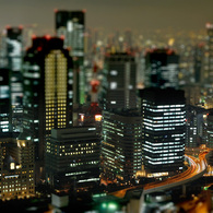 Diorama of the Osaka at night