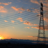 夕日と鉄塔