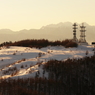 遠望、夕陽にかすむ