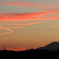 印旛沼・夕景　- 茜雲と飛行機雲 -