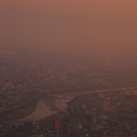 夕暮れの岐阜の街