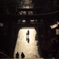 夕暮れ参道情景