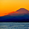夕日染まる富士