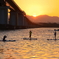 琵琶湖大橋の朝陽