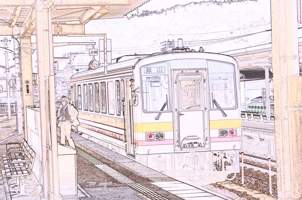 佐用駅にて