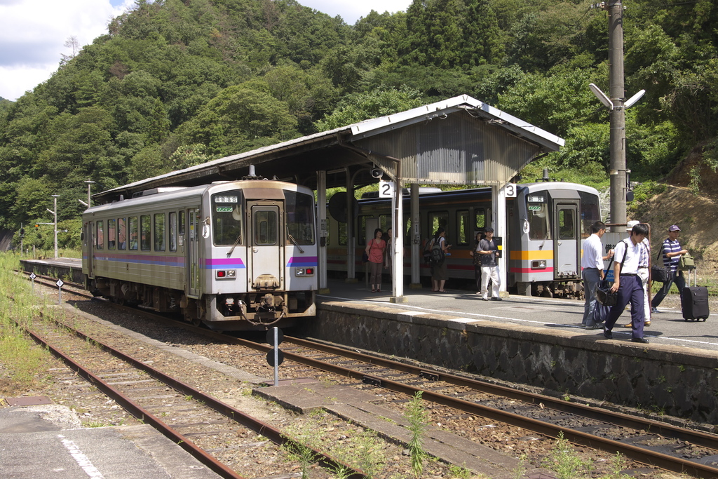 備後落合駅にて