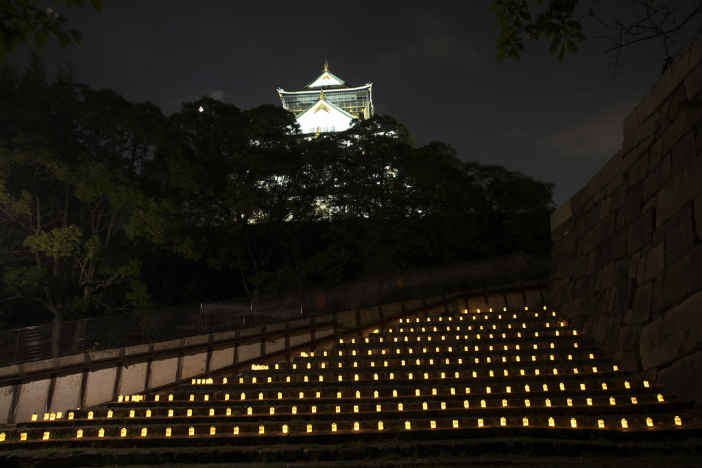 大阪城　城灯りの景