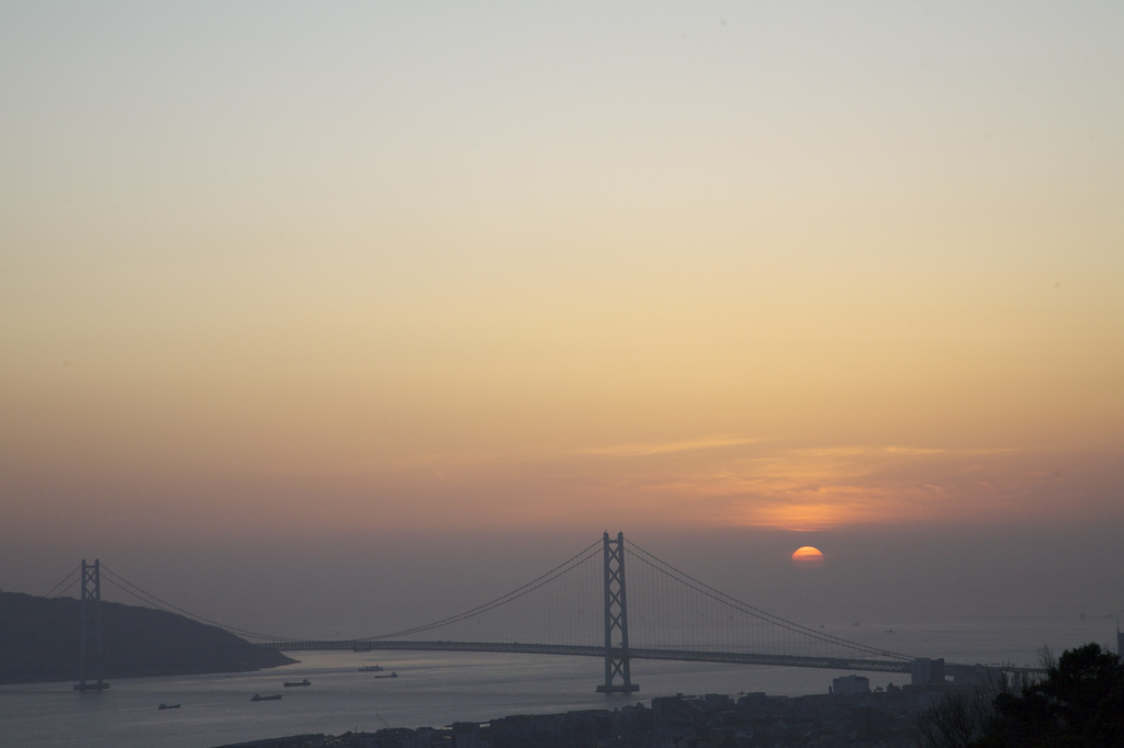 明石海峡大橋　夕日